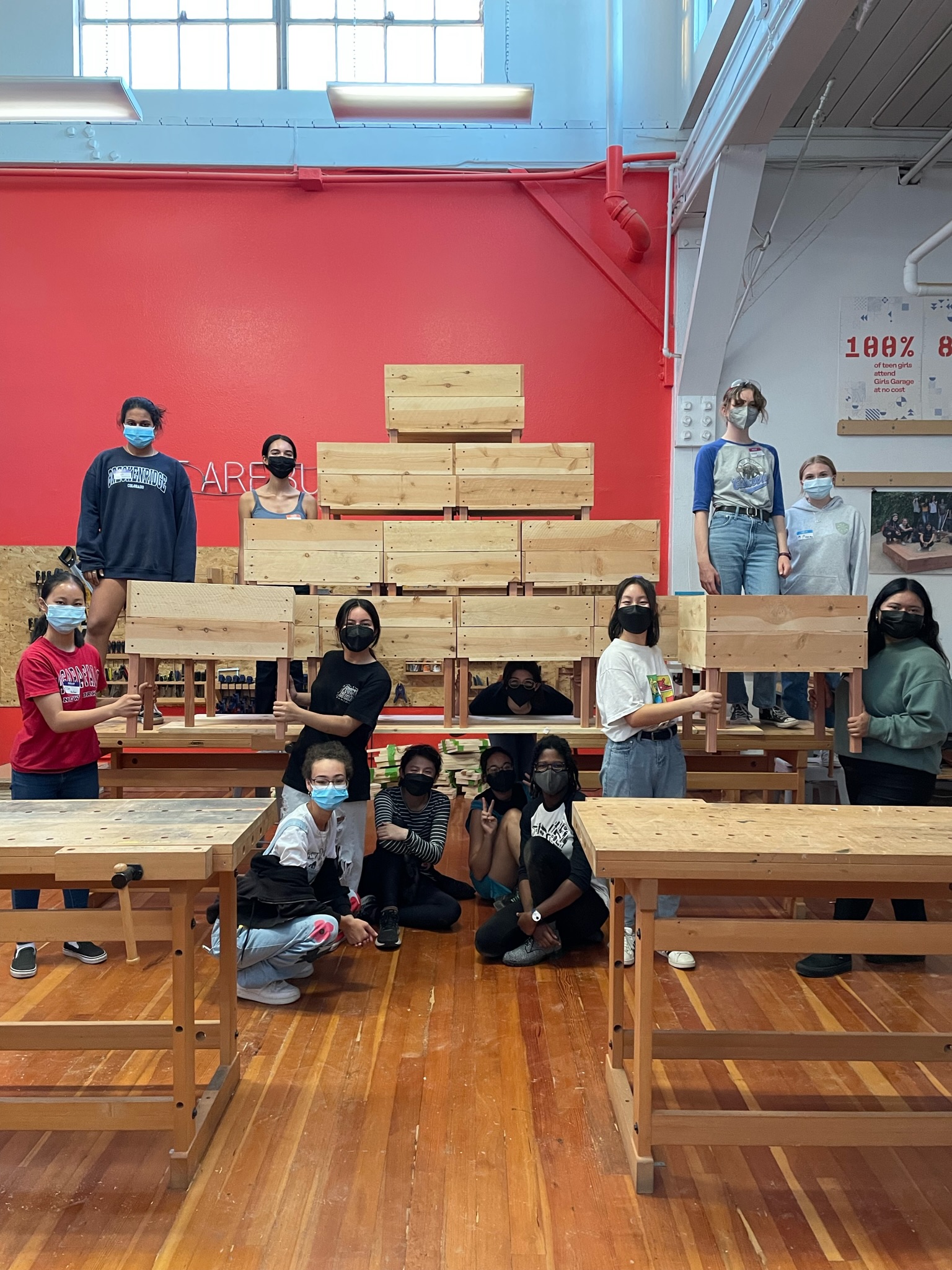 Planter boxes built by Girls Garage