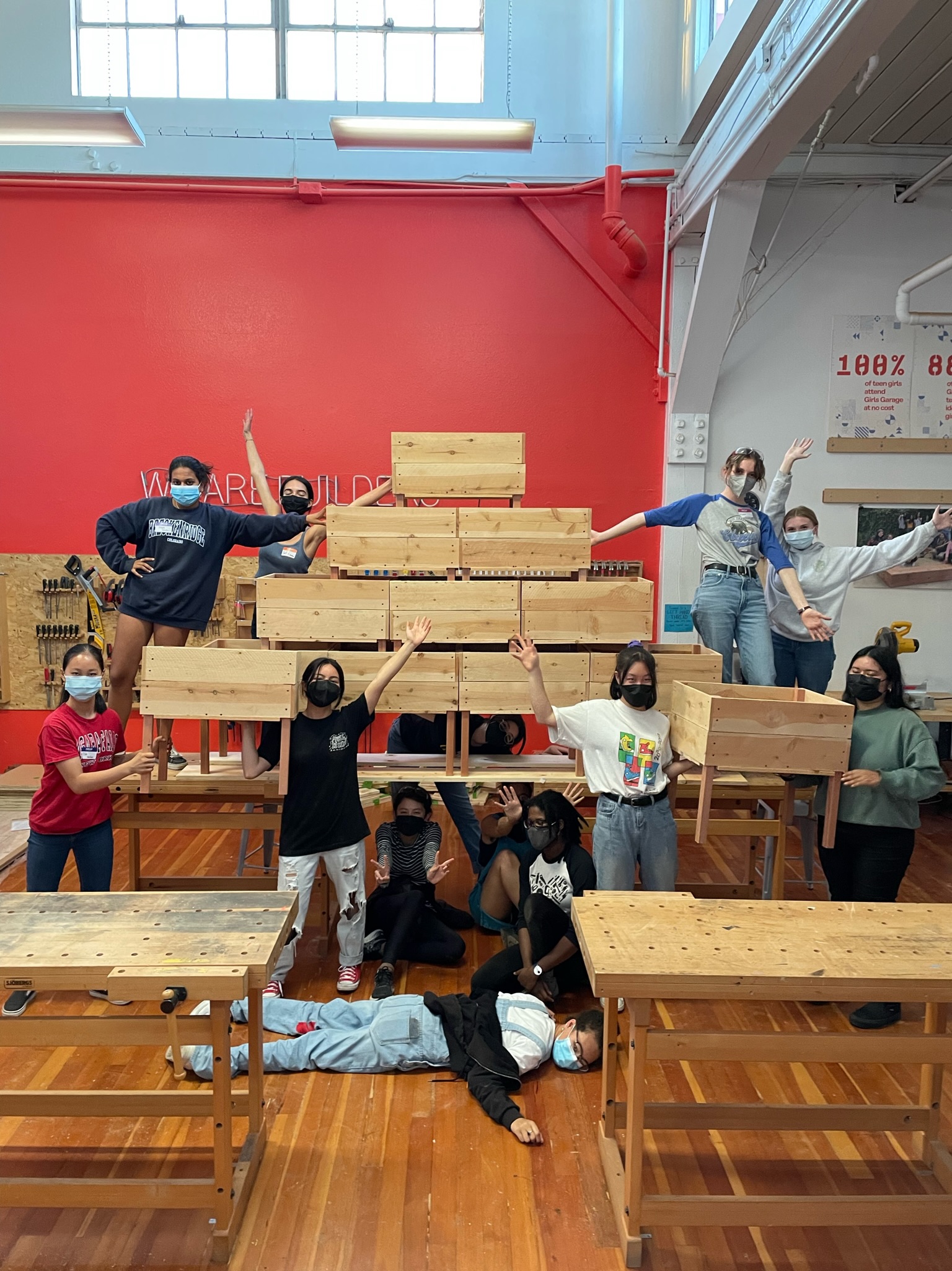 Planter boxes built by teens at Girls Garage
