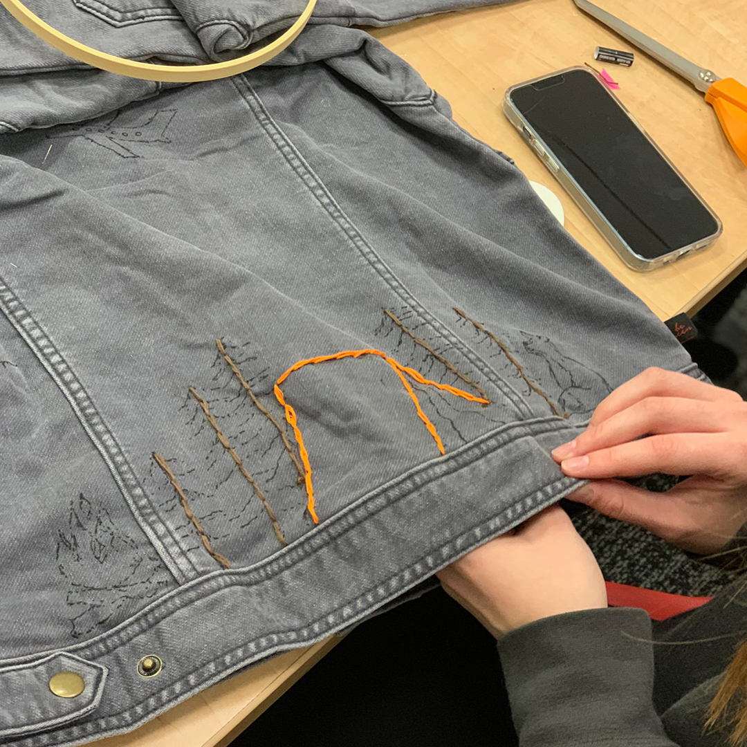 Close up of embroidery