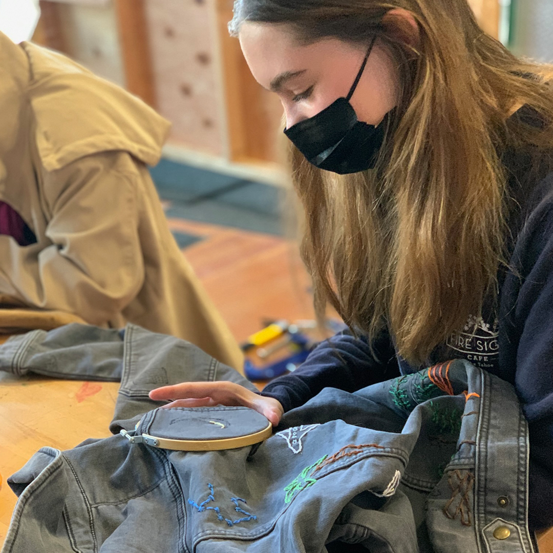 Close up of embroidery